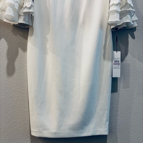🤍 Calvin Klein Cream Ruffle‑Sleeve Lace Dress — Size 6 (NWT) - Picture 7 of 13